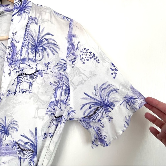 AllSaints Fay Tajpur Shirt Dress Blue and White Size 6 - Picture 7 of 12